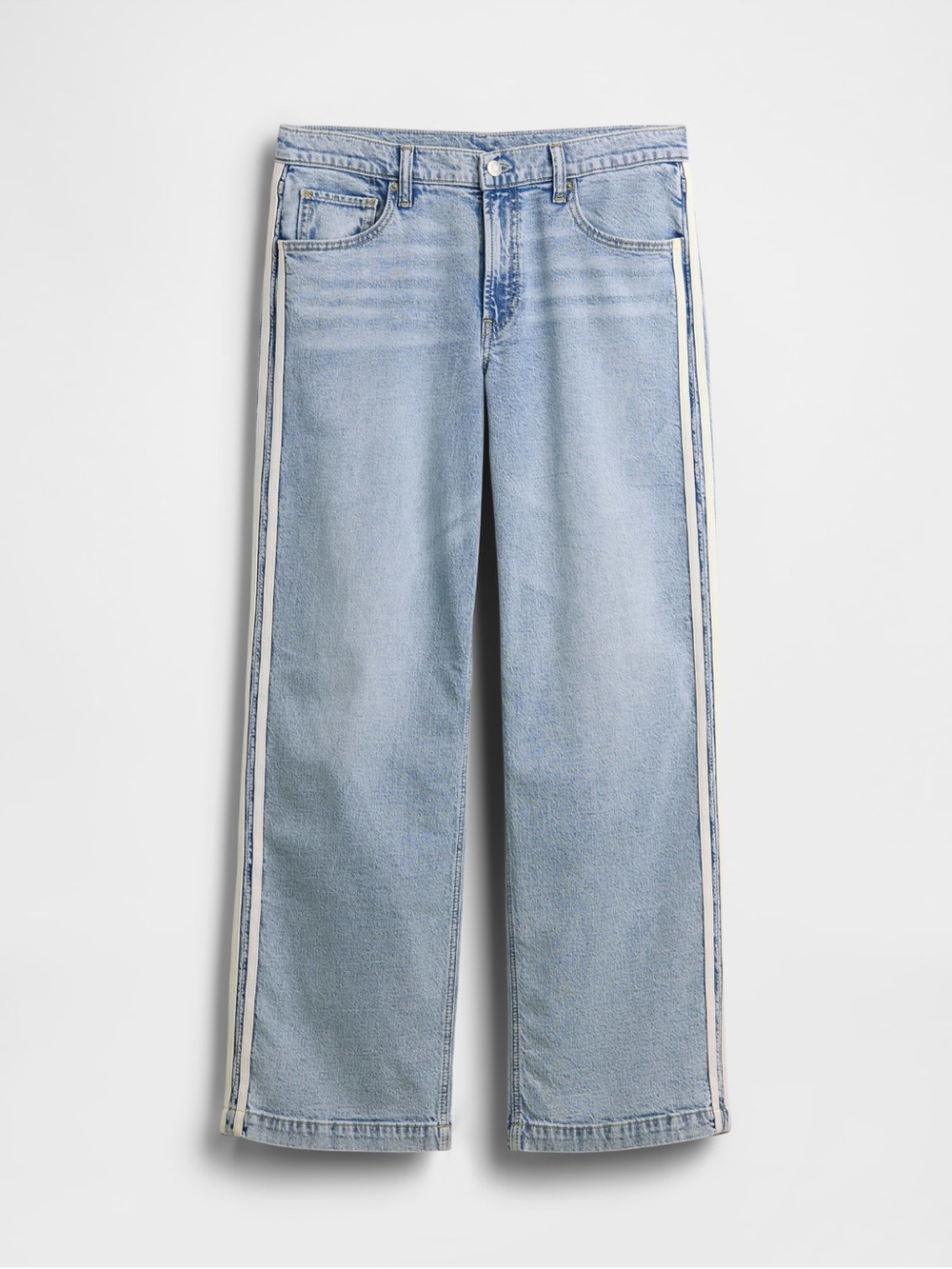GAP 90s Loose Light Wash Straight-Leg Jeans with White Side Stripes